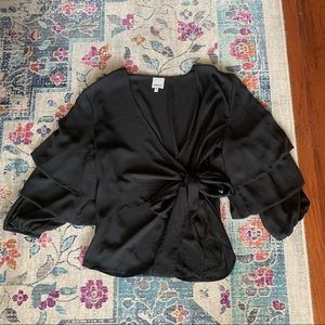 MP|C Black Long Sleeve Wrap Blouse